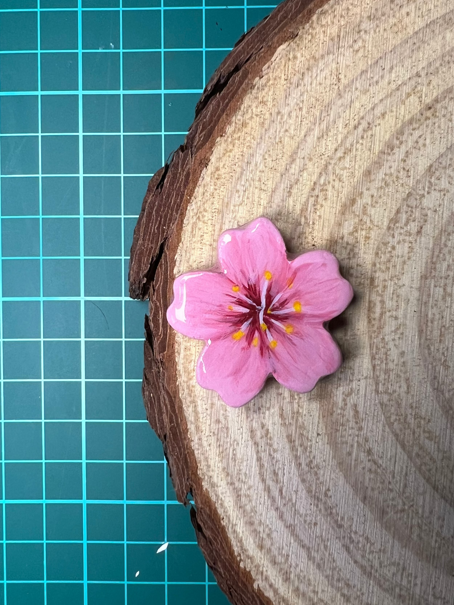 Moon + cherry blossom magnet